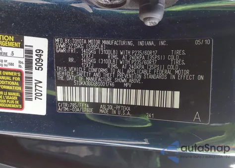 2011 Toyota Sienna from USA, damaged, VIN 5TDKA3DC6BS001746